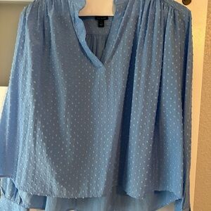Ann Taylor Light Blue Dotted Blouse